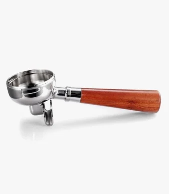 58 mm Portafilter with Rosewood Handle, Double Basket, and Double Spout
