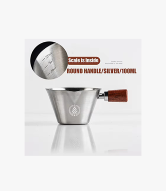 Stainless Steel Espresso Measuring Cup | 304 Stainless Steel with Wooden Handle